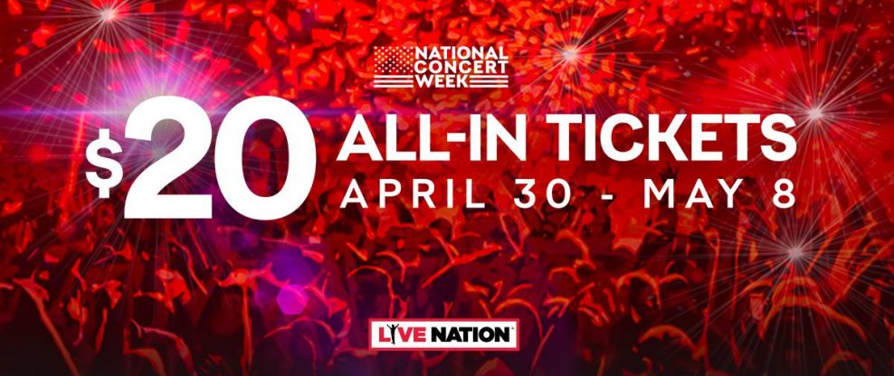 Live Nation Announces 'National Concert Week' + $20 All-In Ticket Offers